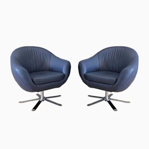 Fauteuils Pivotants en Cuir Bleu par Joop pour Himolla Polstermöbel, 2016, Set de 2