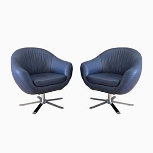 Poltrone girevoli in pelle blu di Joop per Himolla Polstermöbel, 2016