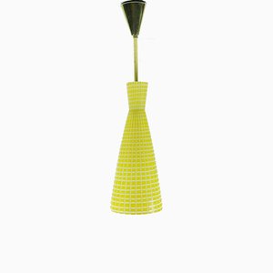 Suspension Jaune et Blanche en Verre par Aloys Gangkofner pour Peill & Putzler, 1950s