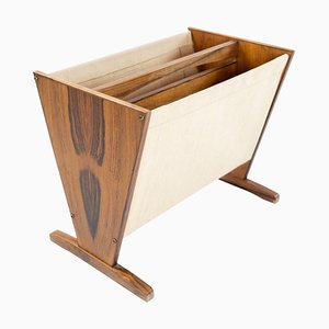 Dänischer Zeitungsständer aus Palisander & Leinwand, 1960er