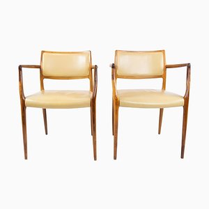 Set of Model 65 Rosewood Armchairs by N.O. Moeller, 1960s