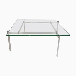 Model PK61 Coffee Table of Glass and Stainless Steel by Poul Kjærholm
