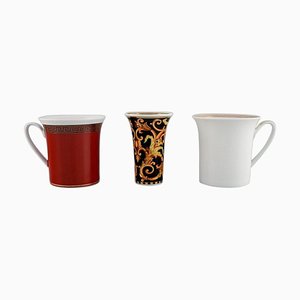 Vase Deux Tasses et Vase en Porcelaine par Gianni Versace pour Rosenthal, Set de 3