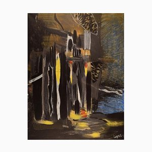 Ivy Lysdal, acrílico sobre lienzo, pintura modernista abstracta, finales del siglo XX