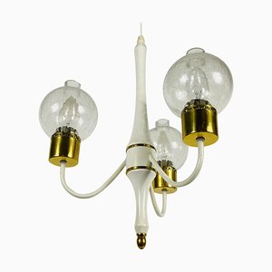 Mid-Century Brass and Glass Tulip Chandelier, 1960s