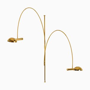 Double Ball Brass Arc Floor Lamp with Adjustable Height by Florian Schulz, 1970