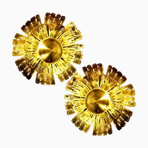 Brutalist Large Flower Wall Sconce by Svend Aage for Holm Sorensen, 1960s, Set of 2