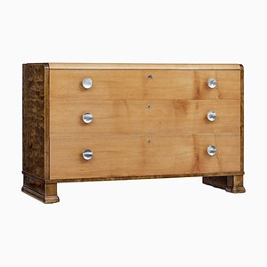 Commode à Tiroirs Mid-Century Scandinave en Orme et Bouleau, 20ème Siècle