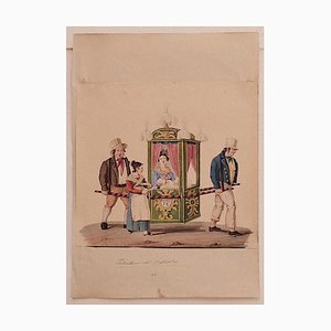 Michela De Vito - Baptism Sedan - Original Watercolor - 19th Century