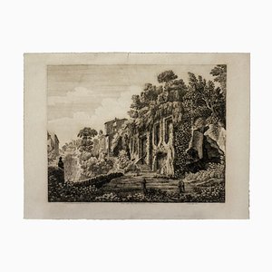 Luigi Rossini - Villa de Domiciano - Grabado aguafuerte original - 1826