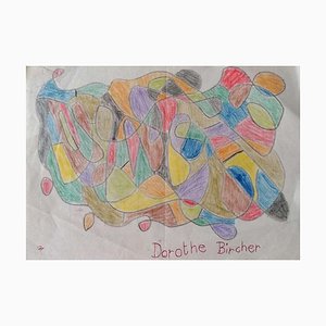 Dorothe Bircher - Komposition - Original Pastell Zeichnung - Spätes 20. Jahrhundert