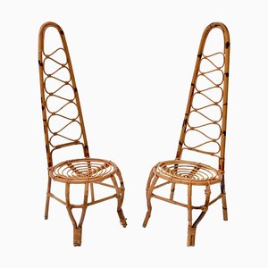 Chaises en Rotin et Bambou, 1960s, Set de 2