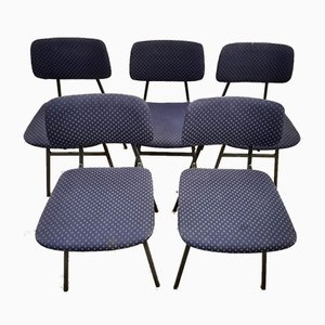 Black Dining Chairs with Metal Frames by Niko Kralj for Stol Kamnik, 1970s, Set of 5