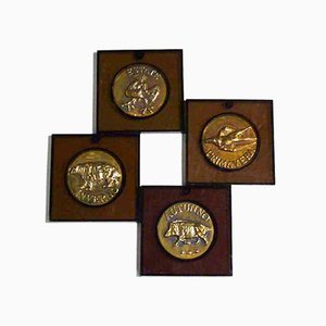 4 Seasons Medaillen aus Bronze von Luciano Minguzzi, 1960er, 4er Set