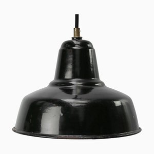 VIntage Dutch Black Enamel Ceiling Lamp by Philips, 1950s