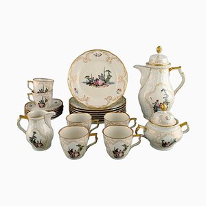 Classic Rose Coffee Service for Six People in Hand Painted Porcelain for Rosenthal, Set of 21