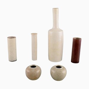 Vases in Glazed Ceramics from British Studio Ceramist, 1980s, Set of 6