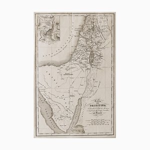 Incisione sconosciuta, Mappa della Palestina, incisione, XIX secolo