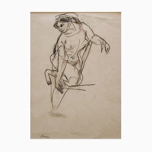 Jeanne Daour, Nude Women, Drawing in Pencil, Mid-20th Century