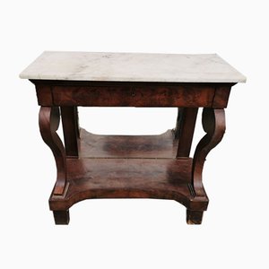 Walnut & Marble Console Table, 1800s