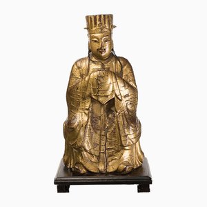 Painted Wooden Chinese Dignitary Sculpture, 1700s