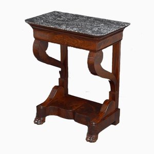 French Mahogany & Marble Console Table, 1850s