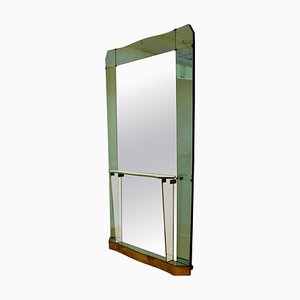 Large Console Wall Mirror with Emerald Green Border from Cristal Arte, Italy, 1950s