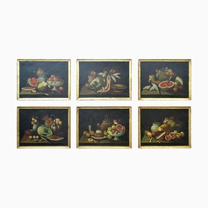 Still Life, Oil on Canvas, 18th Century, Set of 6