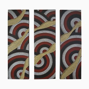 Triptych of Contemporary Aboriginal Paintings, Set of 3