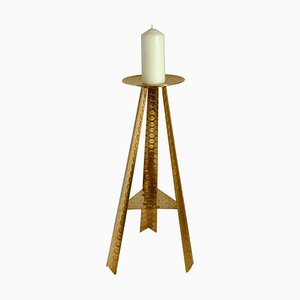 Large Brass Floor Candle Holder, 1950s