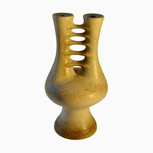 Jarrón escultural de cerámica con cuello doble