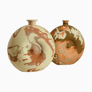 Large Pottery Vases in Earth Tones, Set of 2