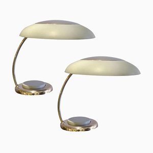 Grau & Nickel Schreibtischlampen aus Metall im Bauhaus Stil, 2er Set