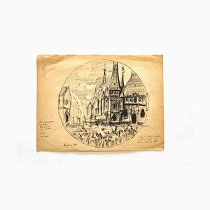 Unknown, The Church, Pen and Pencil Drawing, 20th Century