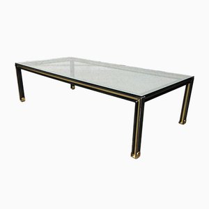 Large Steel and Brass Coffee Table, Belgium, 1980s