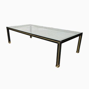 Large Steel and Brass Coffee Table, Belgium, 1980s