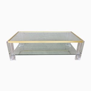 2-Level Brass and Acrylic Glass Coffee Table, 1970s