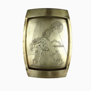 Mid-Century Brass Horse Tray by Remo Bombardieri