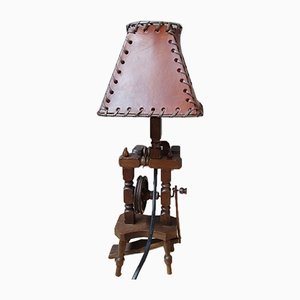 Mid-Century Spinning Wheel Table Lamp