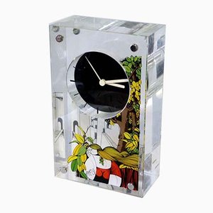 Reloj italiano de vidrio acrílico de Aldo Lanciano, años 80