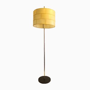 Mid-Century Parchment and Black Leather Patchwork Floor Lamp from Staff