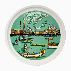 Italian Ceramic Plate by Remo Brindisi for Centro D'Arte Mercurio Milano, 1970s