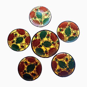 Piatti RBC Art Deco in quercia di Bini & Carmignani, anni '20, set di 6