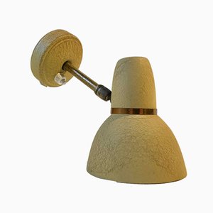 Scandinavian Pastel Yellow Wall Lamp in Brass & Aluminium, 1950s