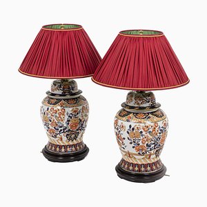 Lampes de Bureau en Imari Porcelaine et Bois Peint, 1880s, Set de 2