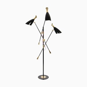 Floor Lamp in Black and Brass