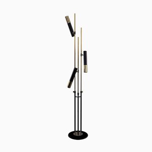 Floor Lamp in Black with Silver Detail