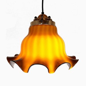 Brown Glass Pendant Lamp, 1970s