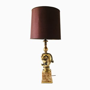 Vintage Brass Horse Head Table Lamp from Deknudt