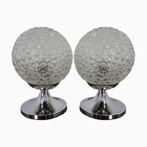 Glass Bubble Table Lamps, 1970s, Set of 2